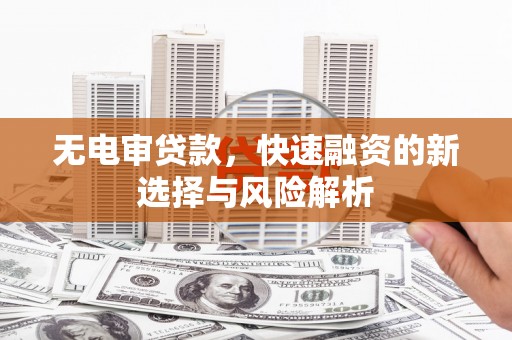 温岭无电审贷款，快速融资的新选择与风险解析