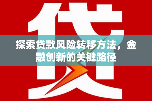 海安探索贷款风险转移方法，金融创新的关键路径