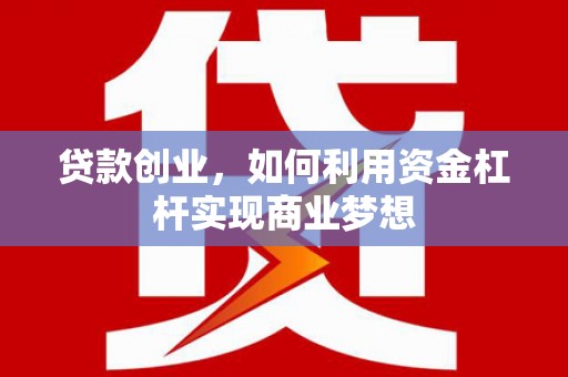 南港贷款创业，如何利用资金杠杆实现商业梦想